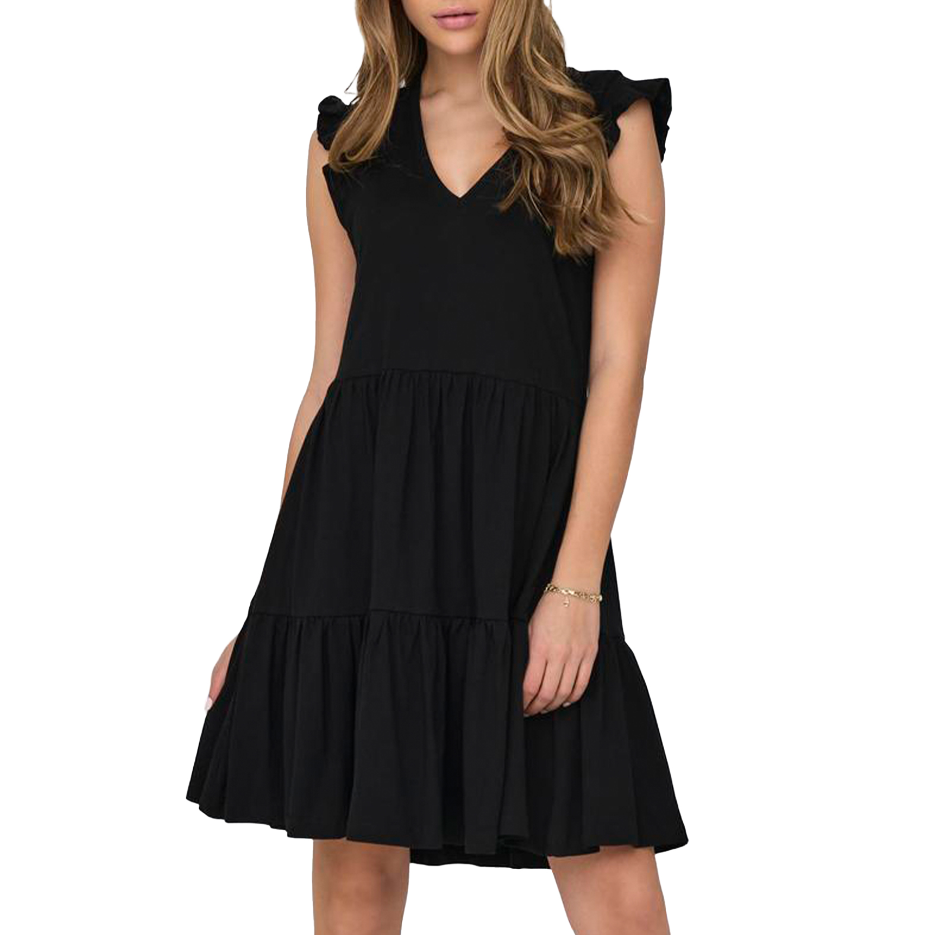 Only Vestido May Life Cap Sleeves Frill Bl