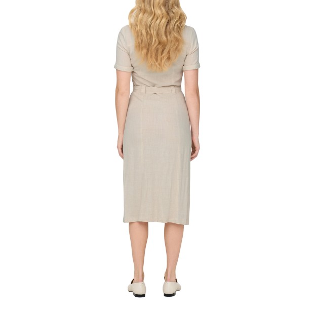 Only Onlsiesta Ss Linen Bl Shirt Dress Pnt Moonbeam
