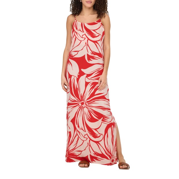 Only Onlmilly S/l Long Dress Ptm Flame Scarlet Miley Mega Flower