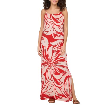 Only Onlmilly S/l Long Dress Ptm Flame Scarlet Miley Mega Flower