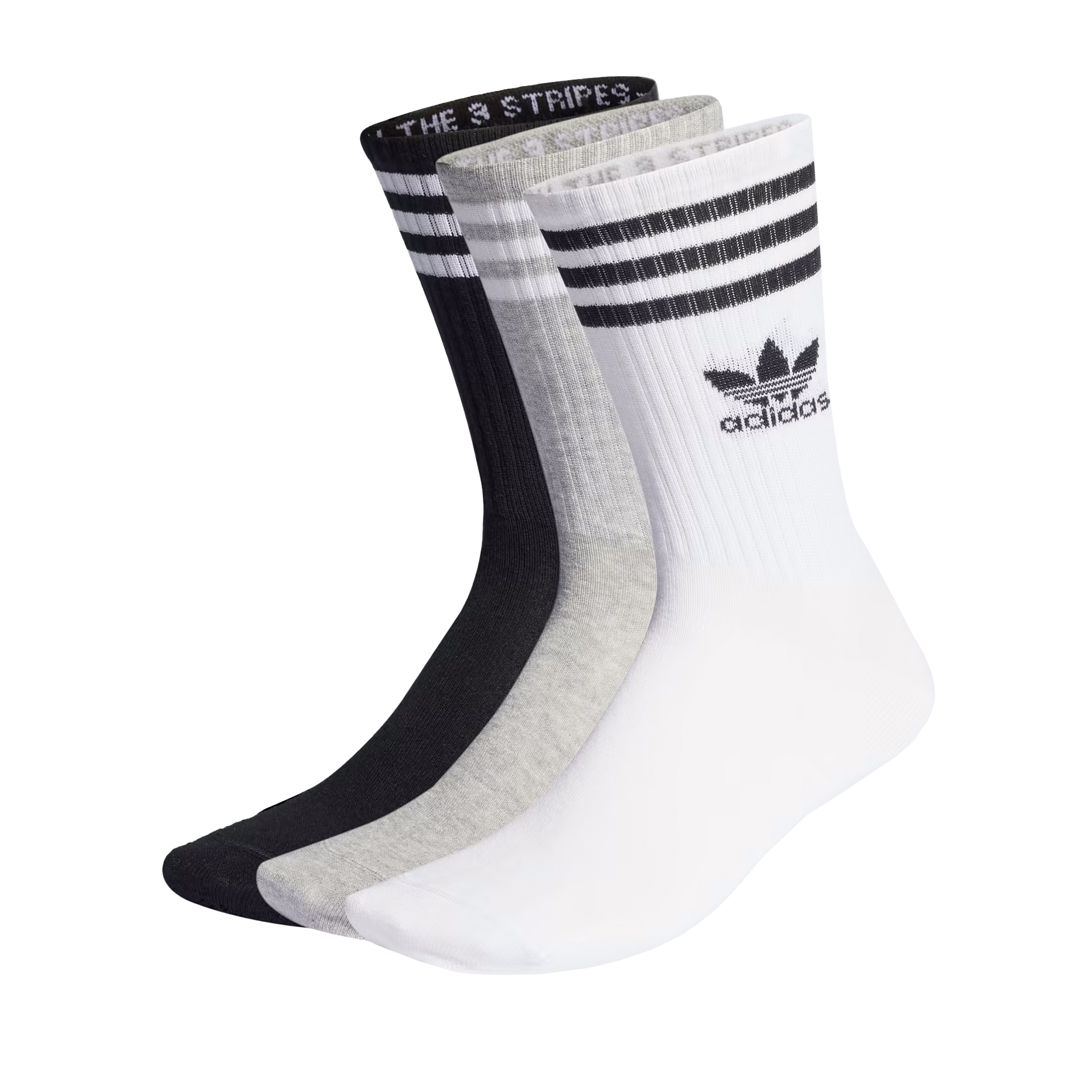 adidas Originals Meias de Cano Médio 3Str White / Medium Grey Heather / Black