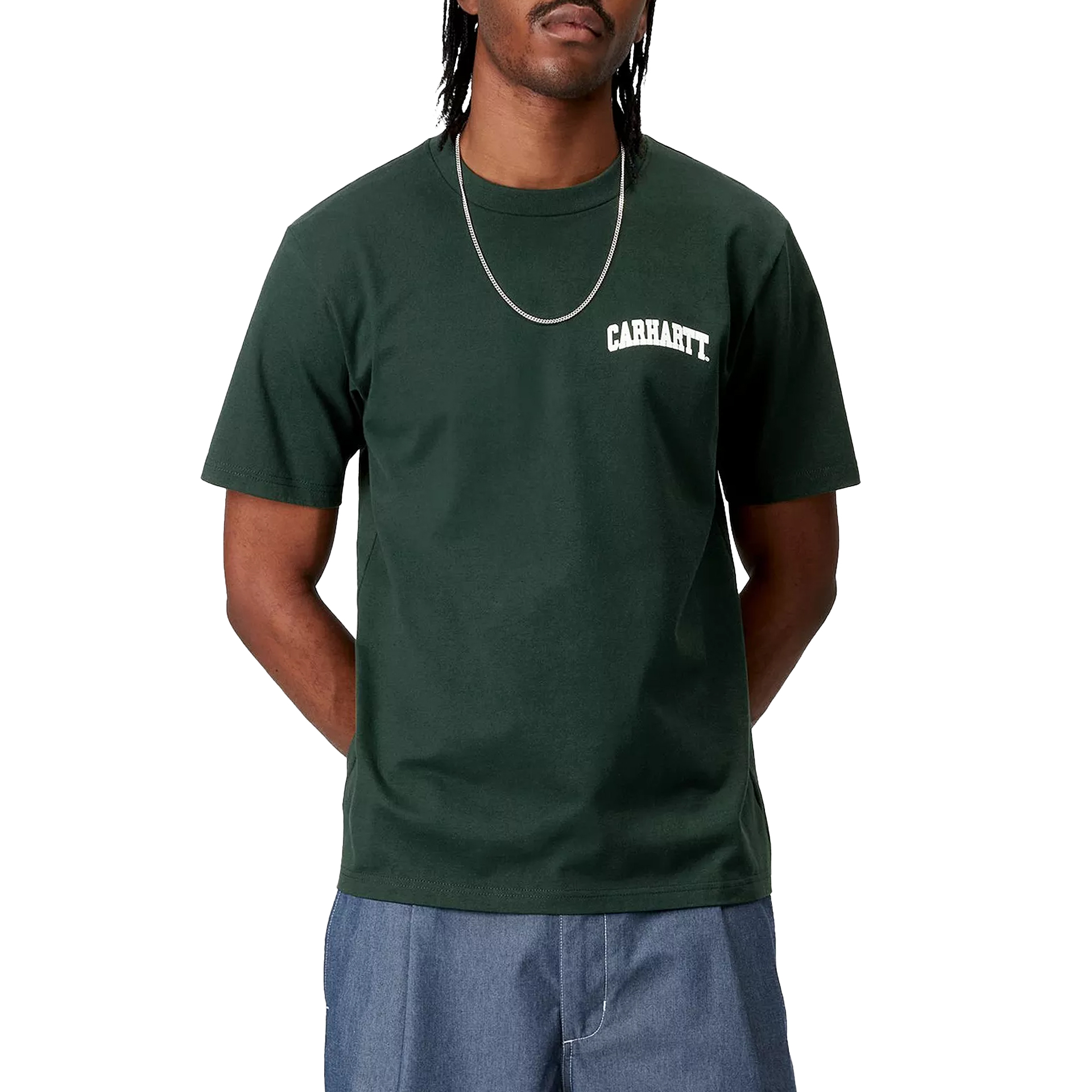 Carhartt Wip S/s University Script T-shirt Conifer  White