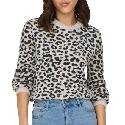JDY Camisola Jdylorraine Animal Knt Noos Cement Black/malt Ball Mix