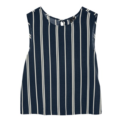 Vero Moda Vmchristina Sl Short Stripe Top Wvn Ga Navy Blazer Birch