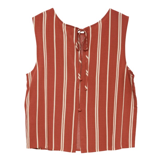 Vero Moda Vmchristina Sl Short Stripe Top Wvn Ga Marsala Birch