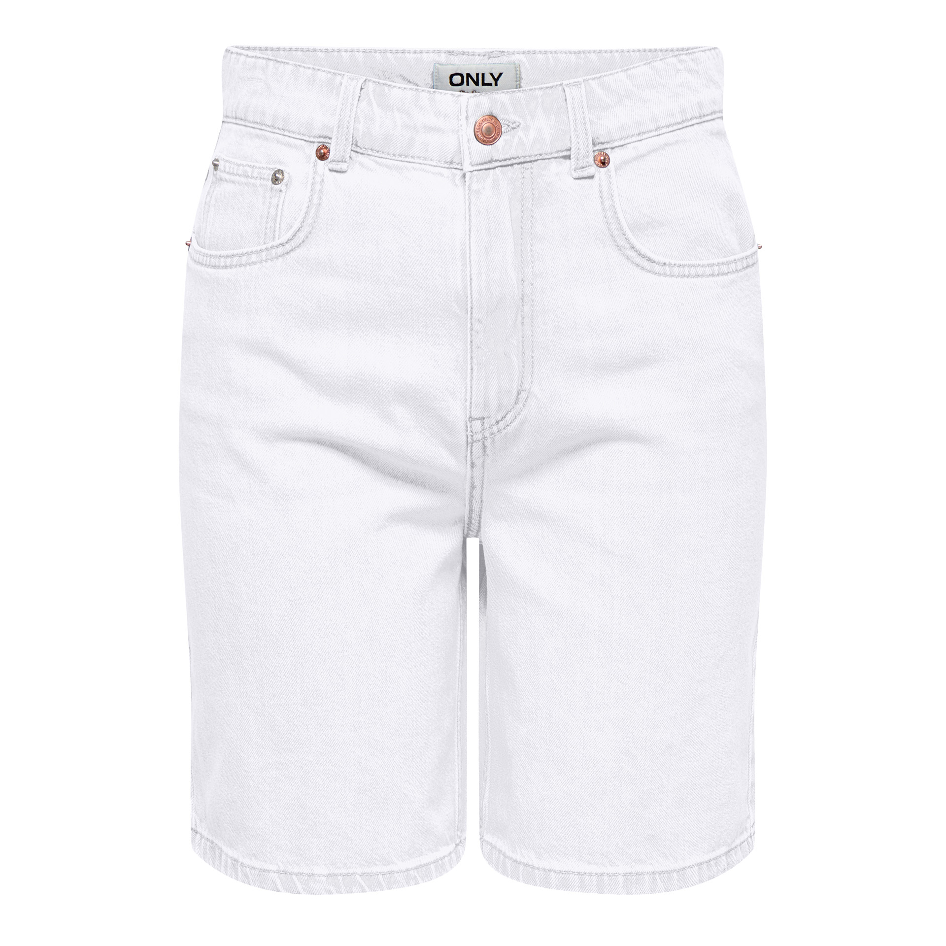 Only Onlrobyn Hw Long Shorts Dnm Pim Oy White Denim