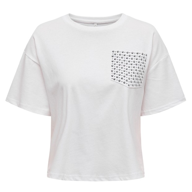 Only Onlterza S/s O-neck Top Box Jrs Bright White