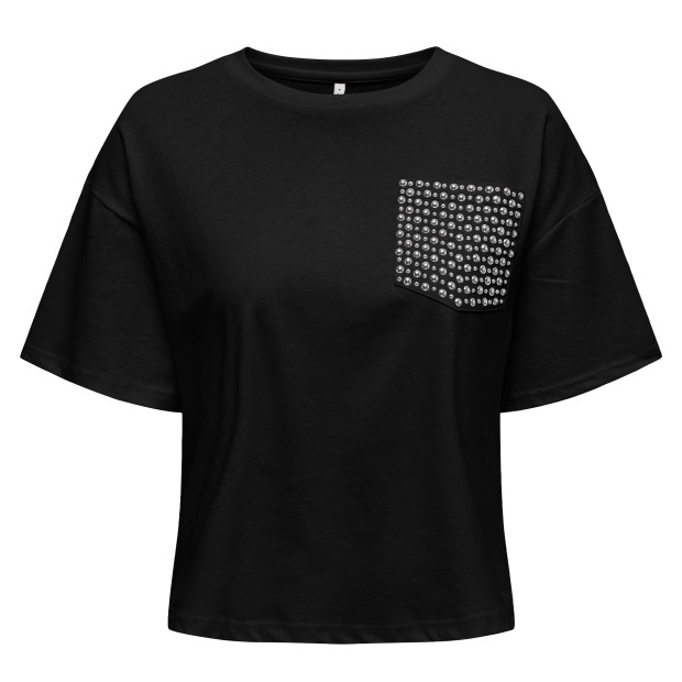 Only Onlterza S/s O-neck Top Box Jrs Black