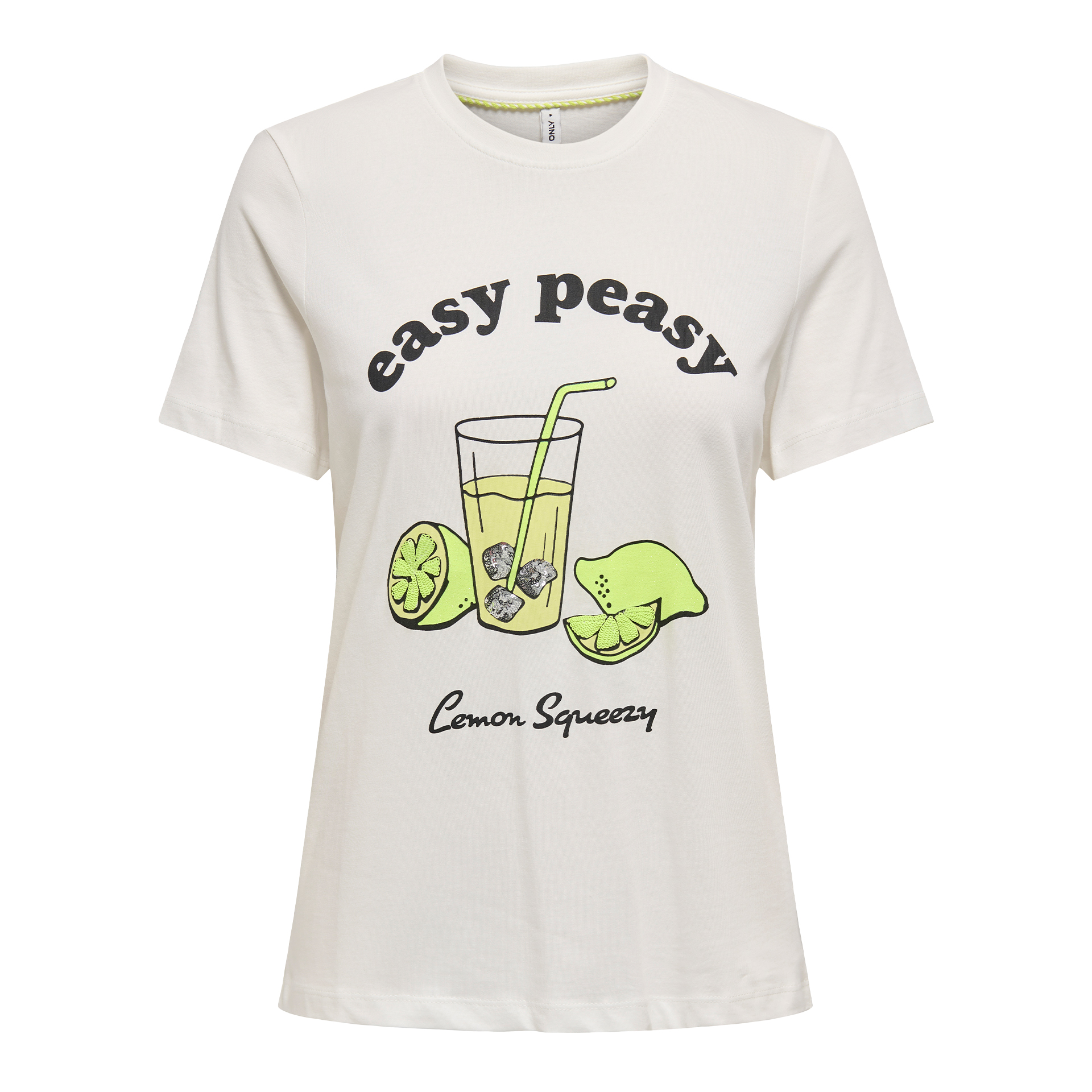 Only Onlkita Life Reg S/s Lemon Top Box Jrs Cloud Dancer Easy