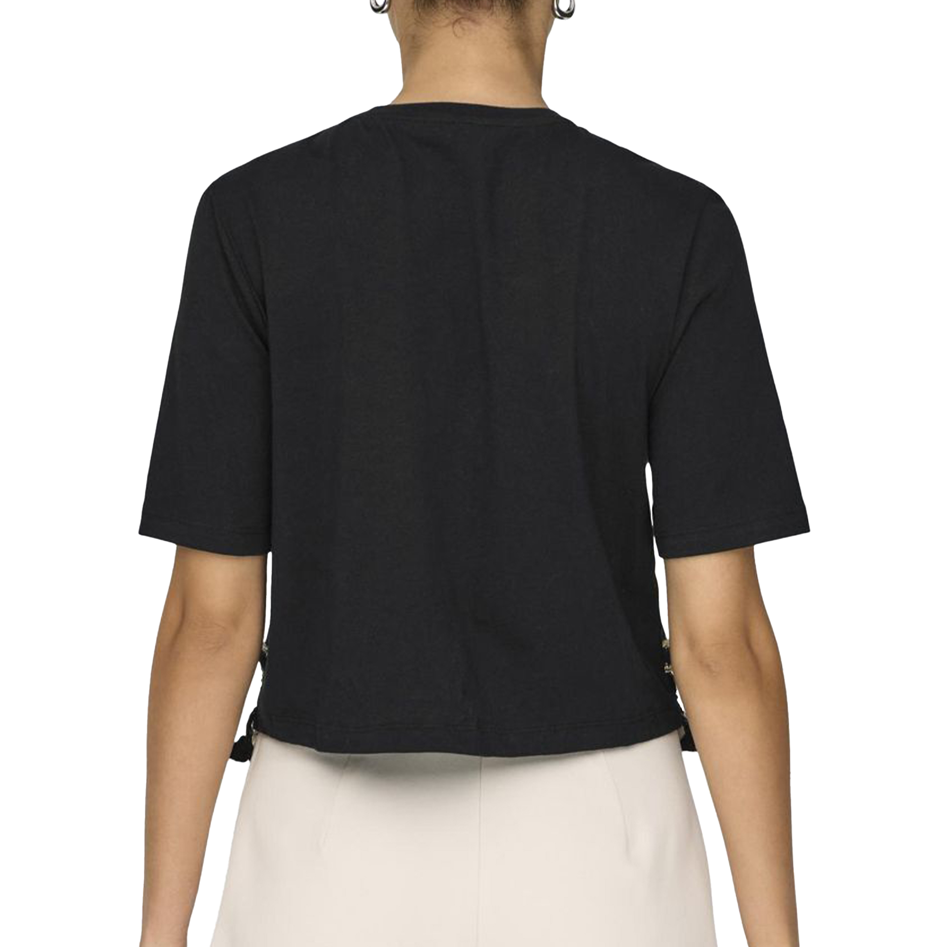 Only Onlfilippa Life S/s Tassel Top Jrs Black Black Tape + Gold Sequins