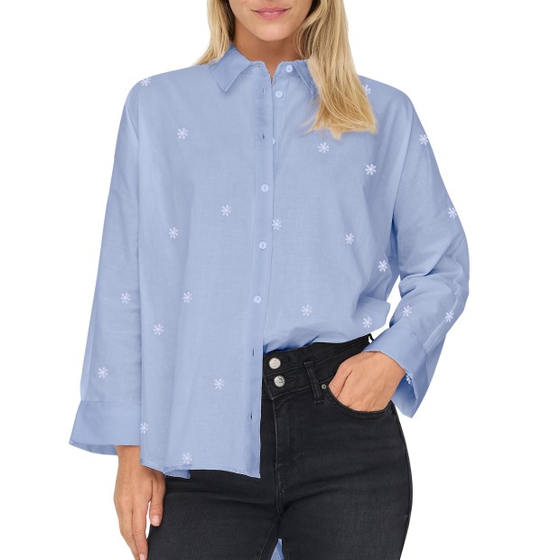 Only Onlnew Lina Grace Ls Emb Shirt Noos Wvn Brunnerablue