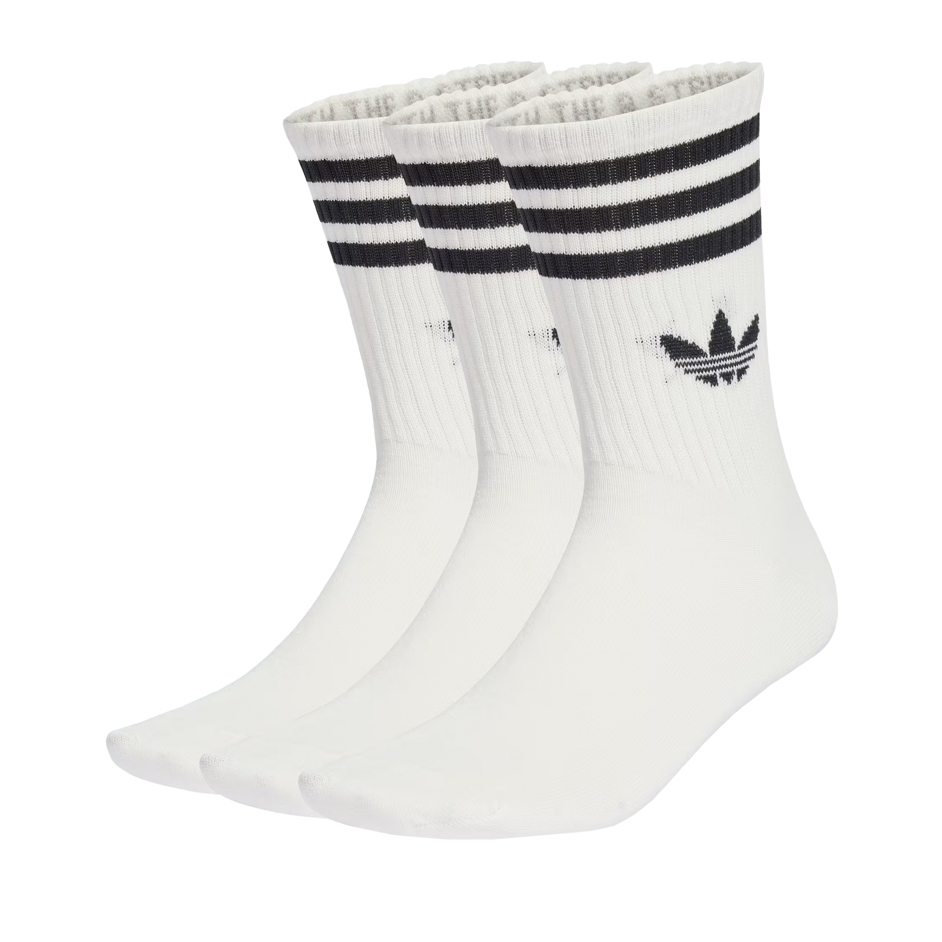adidas Originals Meias De Cano Mdio 3-Stripes White / White / White