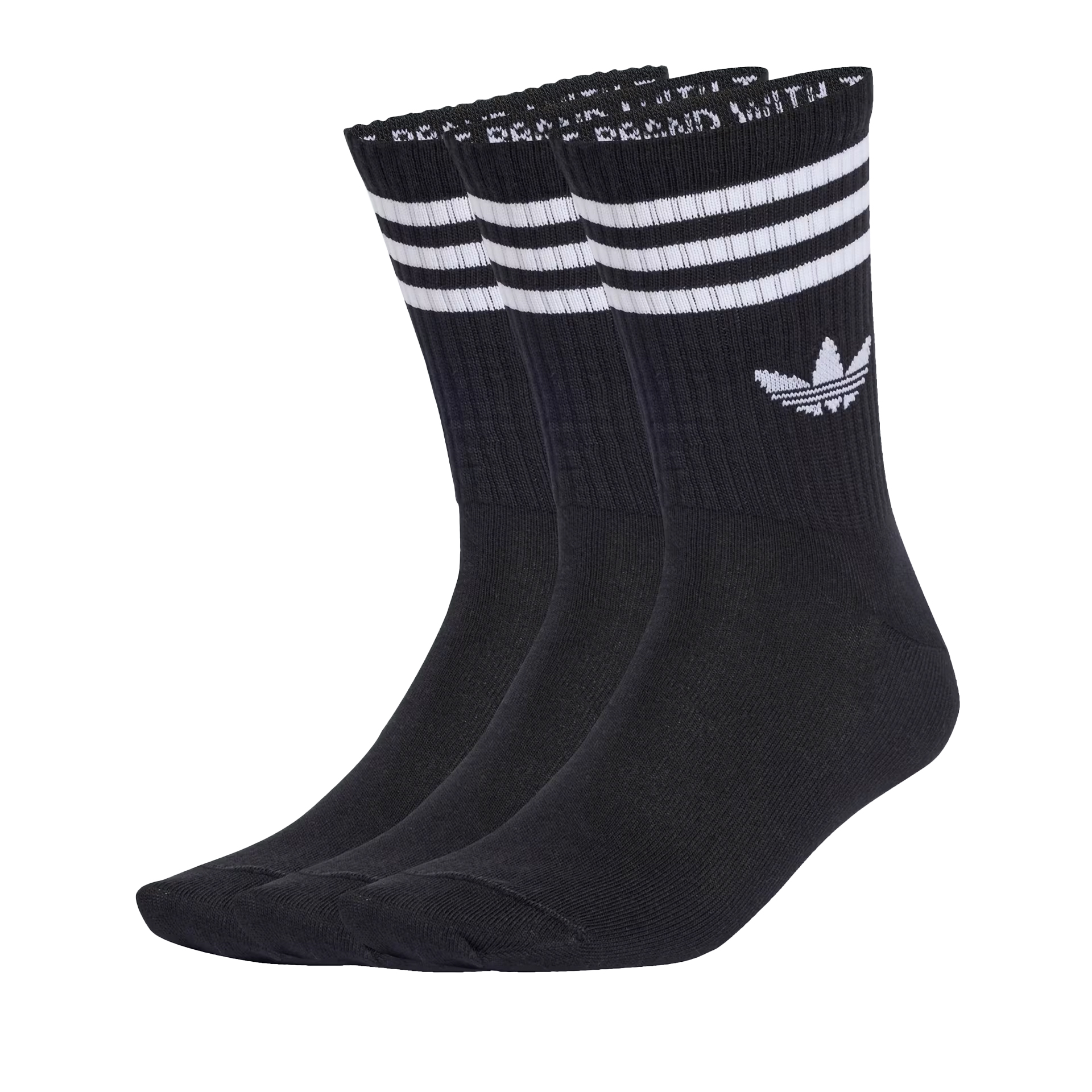 adidas Originals Meias De Cano Mdio 3-Stripes Black / Black / Black