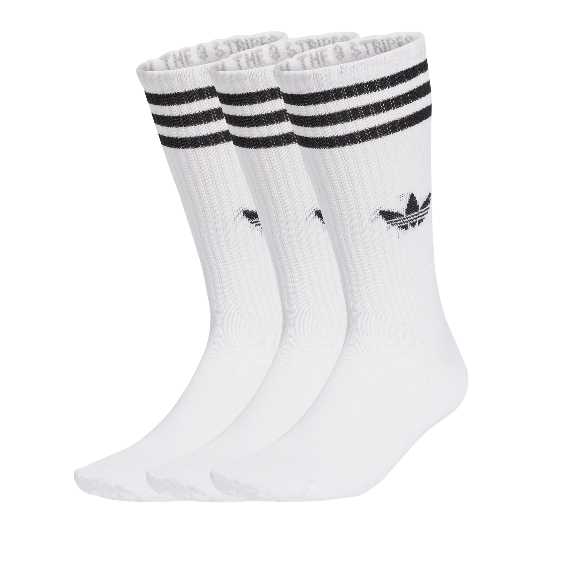 adidas Originals Meias De Cano Mdio 3-Stripes White / White / White