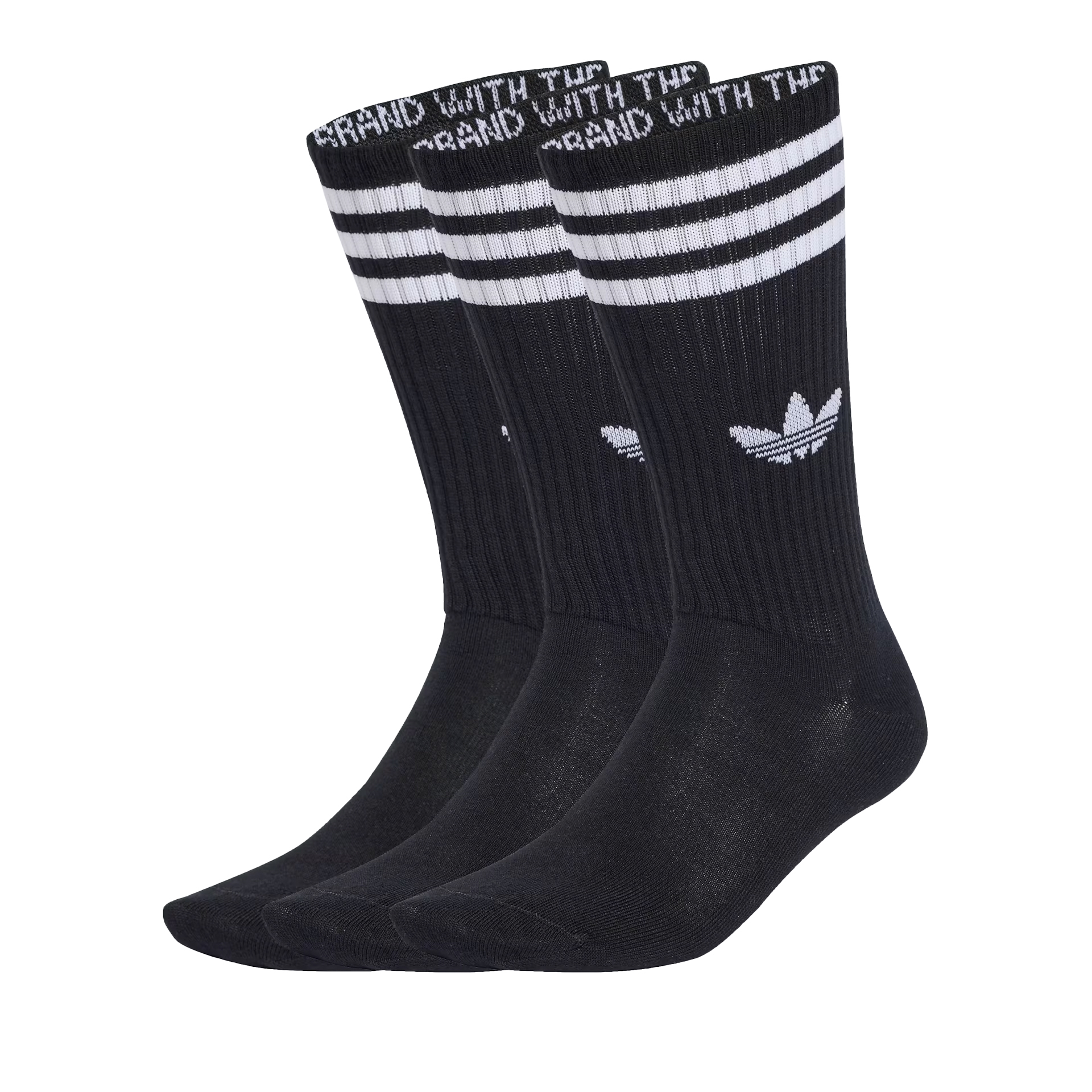 adidas Originals Meias De Cano Mdio 3-Stripes Black / Black / Black