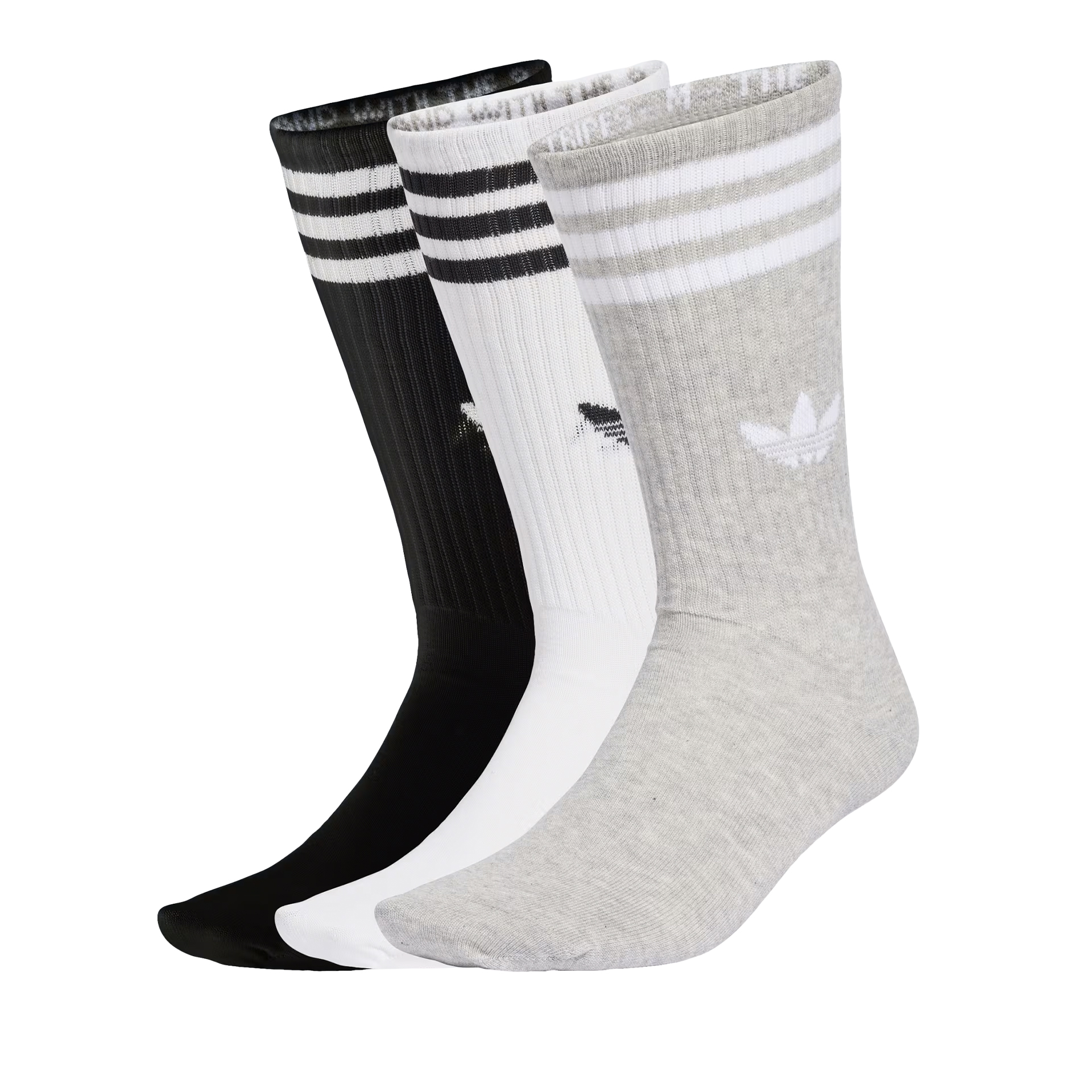 adidas Originals Meias De Cano Mdio 3-Stripes White / Medium Grey Heather / Black