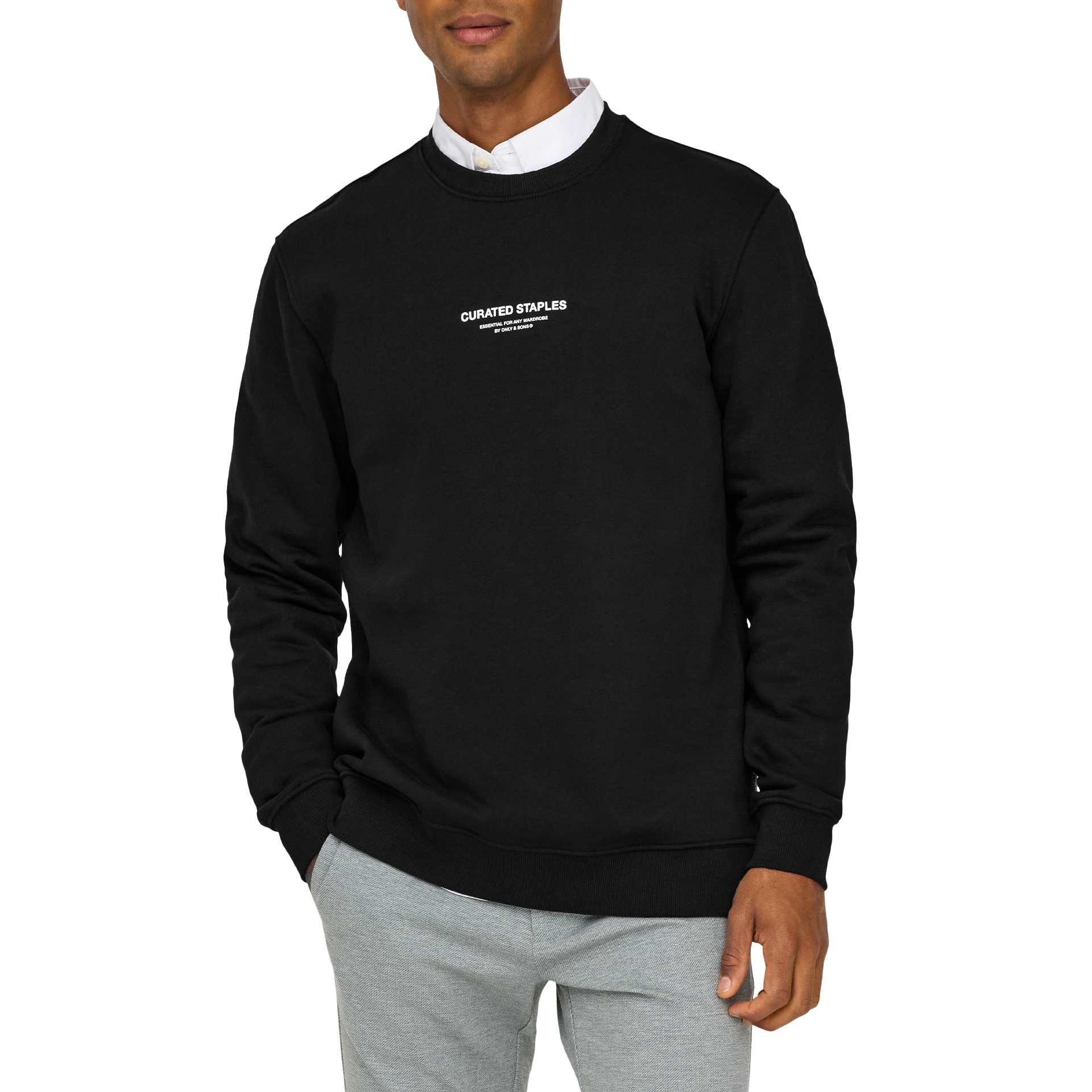Only&Sons Sweat Curated Reg Black