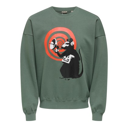 Only&Sons  Camisola Banksy Vtg Crew Neck Vd Baam Green