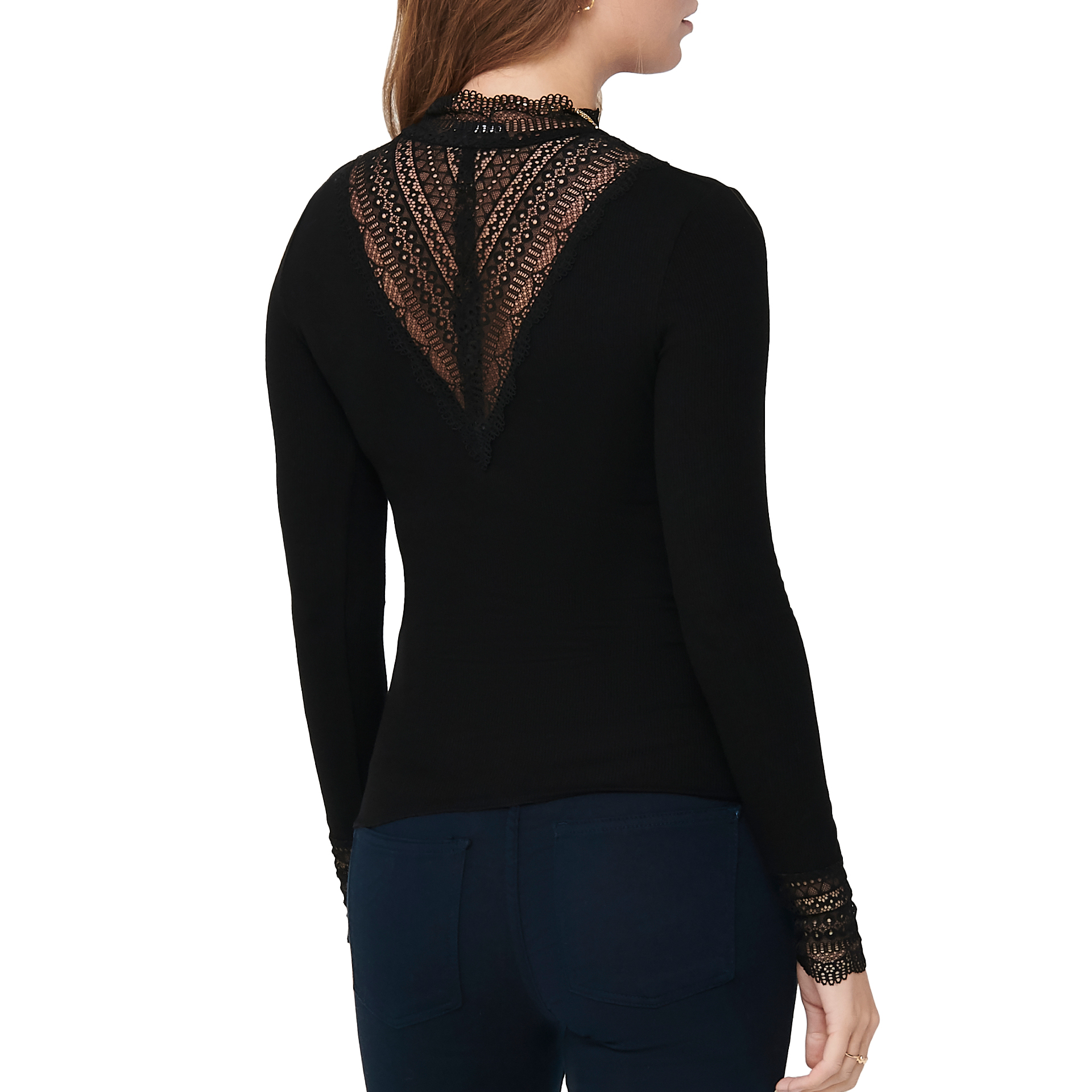 Only Top Tilde High Neck Lace Jrs Black Black L