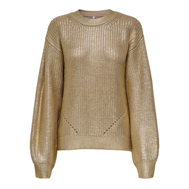 Only  Camisola Kama  Foil Rib Knt Humus Gold Print
