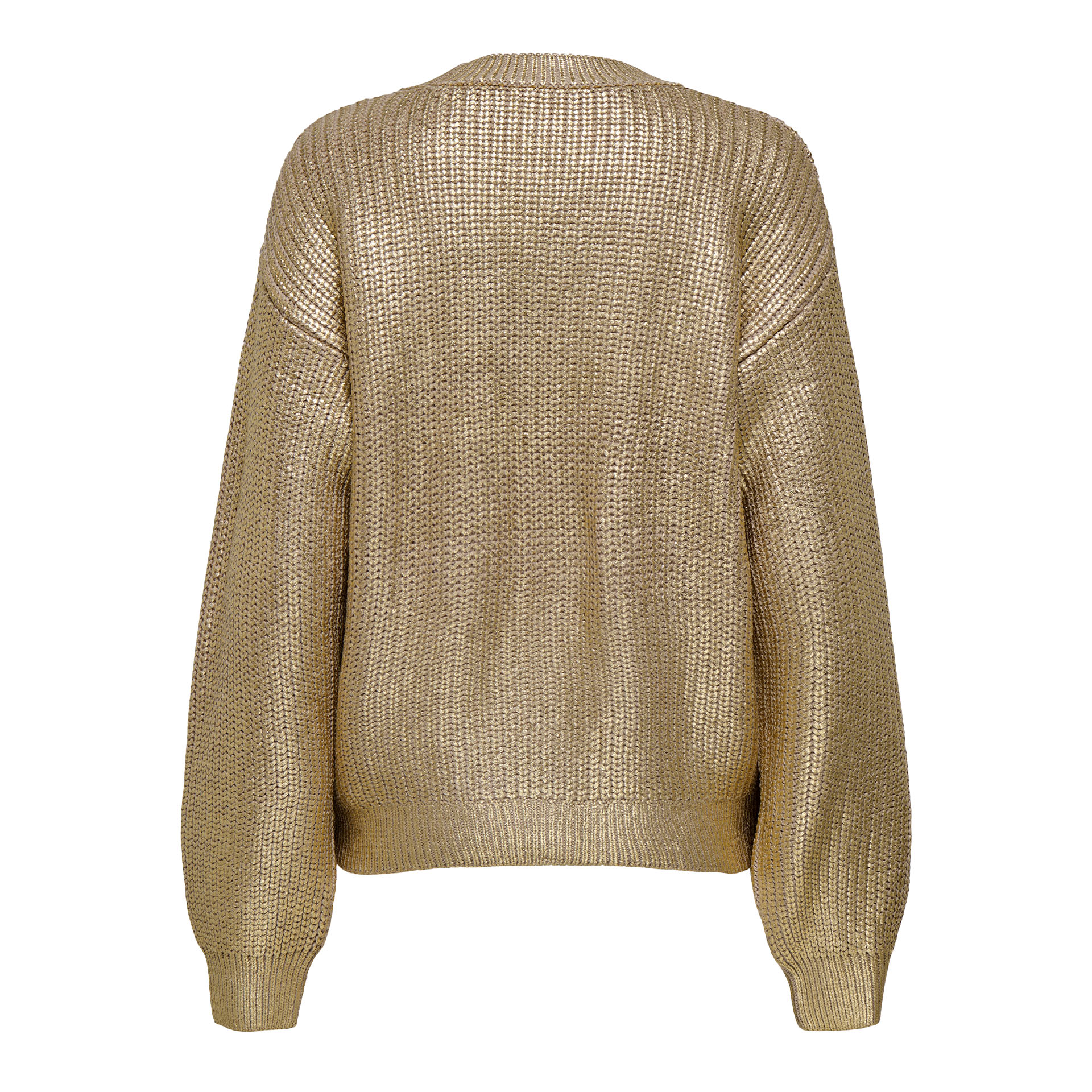 Only Camisola Kama Foil Rib Knt Humus Gold Print