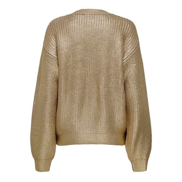 Only  Camisola Kama  Foil Rib Knt Humus Gold Print