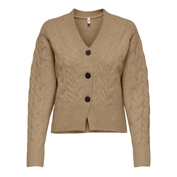 Only  Casaco Rio Life  Cable Cardigan Knt Tannin Melang