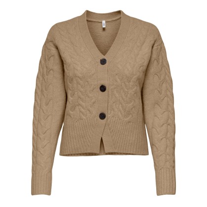 Only  Casaco Rio Life  Cable Cardigan Knt Tannin Melang