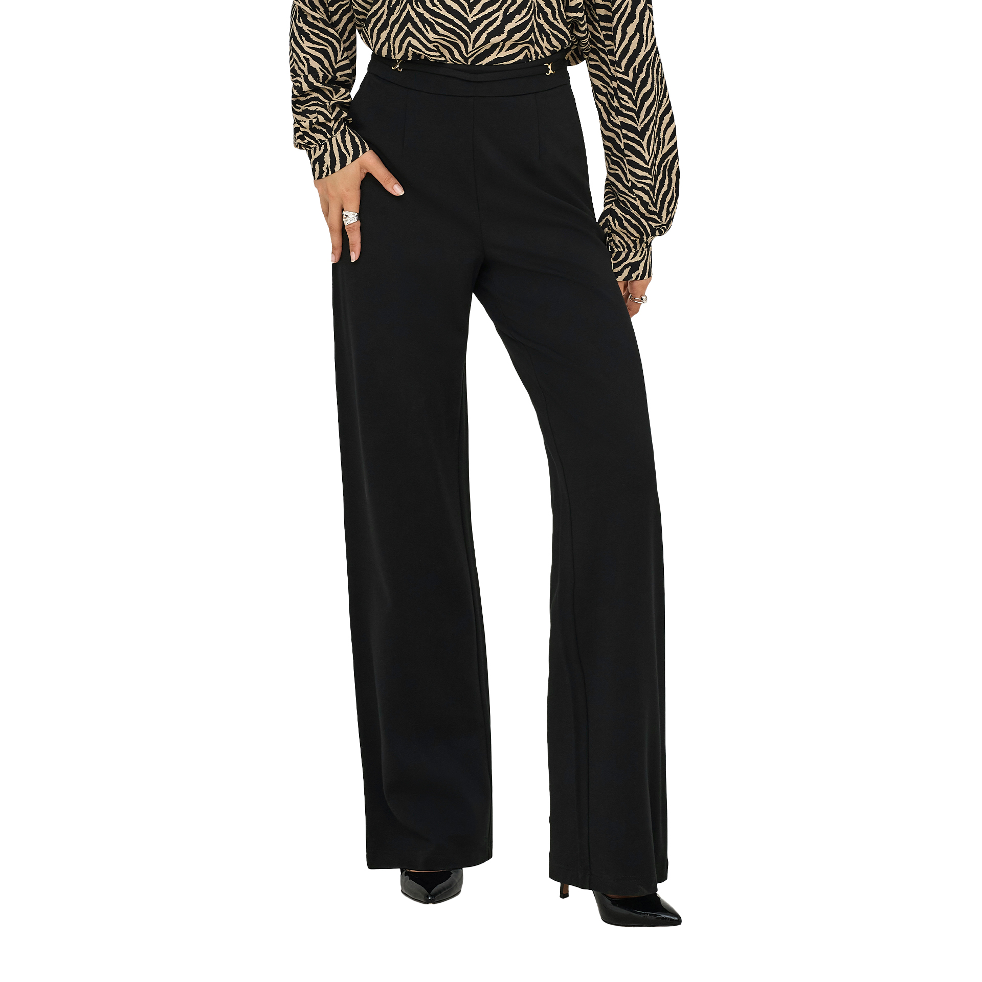 Only Calça Poptrash Life Hw Belt Wide Pnt Black