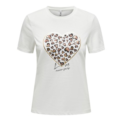 Only  T-Shirt Tanya Life Reg  Leo Print Jrs Hear