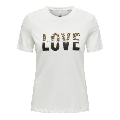 Only  T-Shirt Tanya Life Reg  Leo Print Top Jrs Cloud
