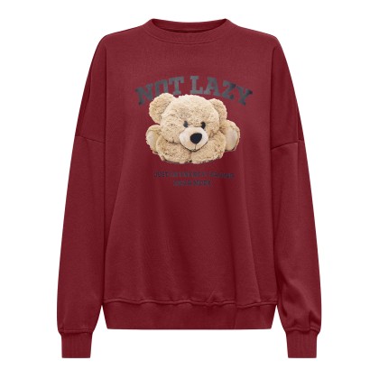 Only  Sweat Bila  Bear O-Neck Swt Cabernet Lazy