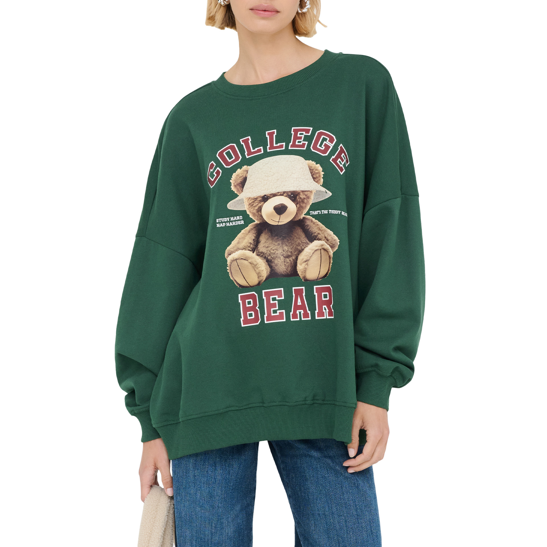 Only Sweat Bila Bear O-Neck Swt Pineneedle College