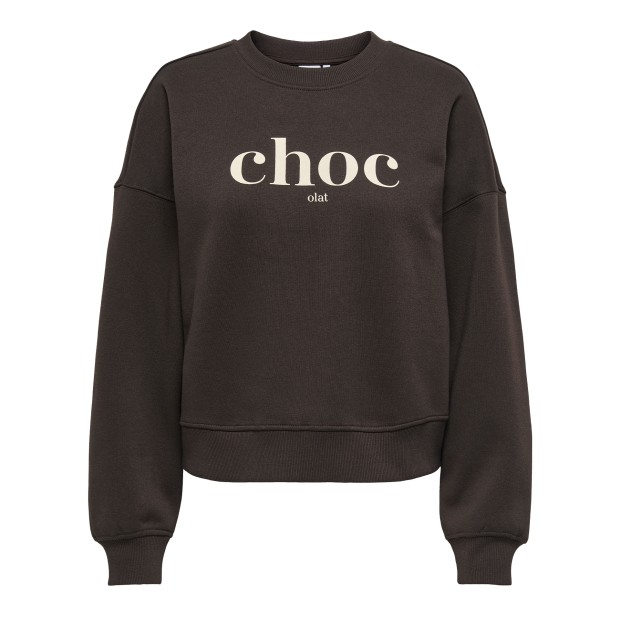 Only  Camisola Best  Print Crew Neck Swt Choc