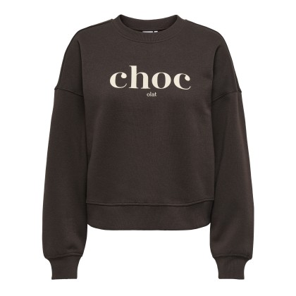 Only  Camisola Best  Print Crew Neck Swt Choc