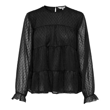 Only  Camisa Eliza Life  Dobby Wvn Black
