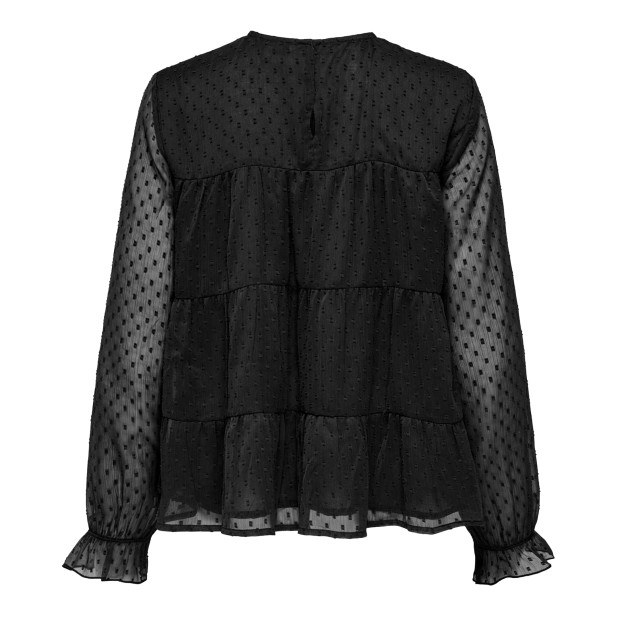 Only  Camisa Eliza Life  Dobby Wvn Black