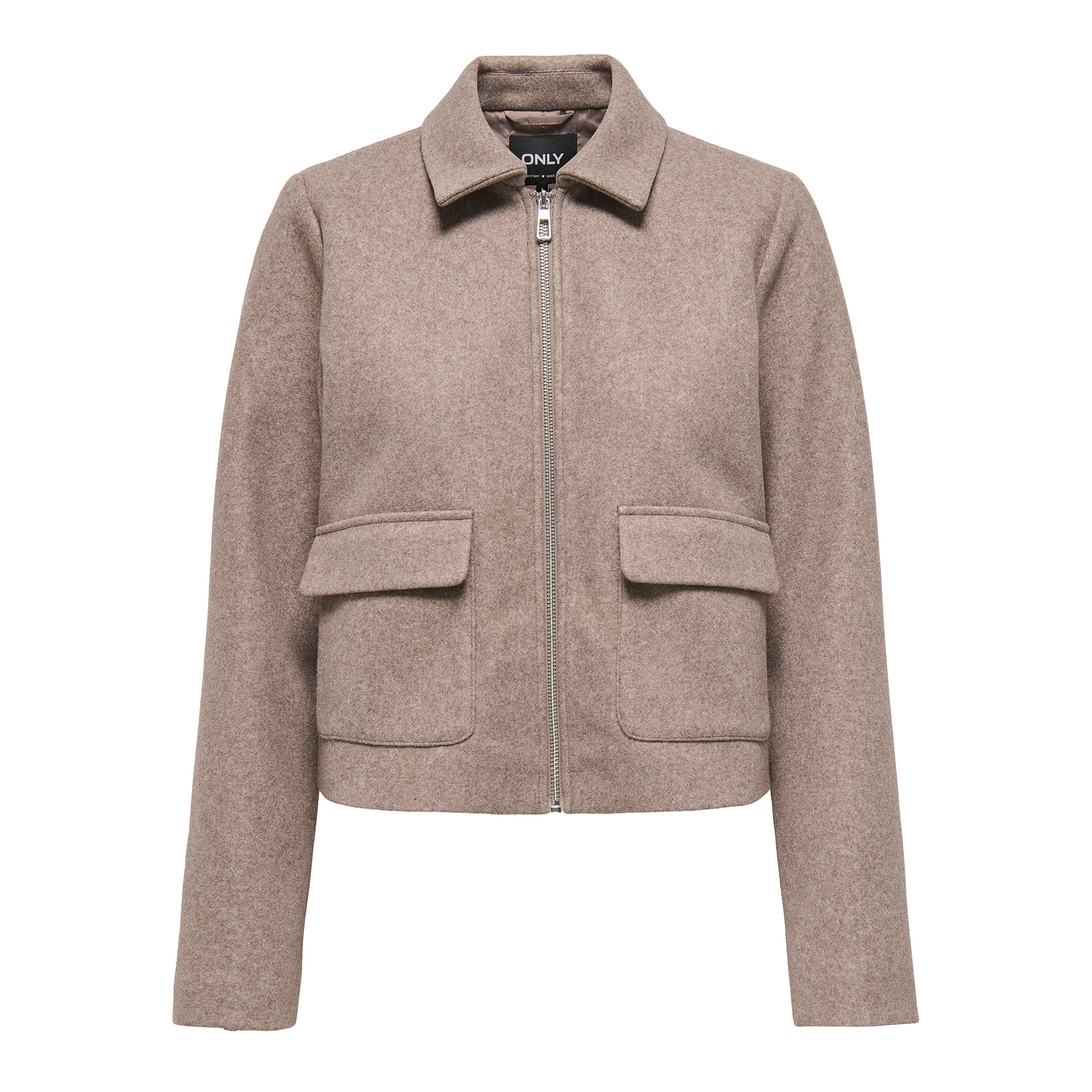 Only Casaco Vela Zip Short Otw Taupe Gray Melange