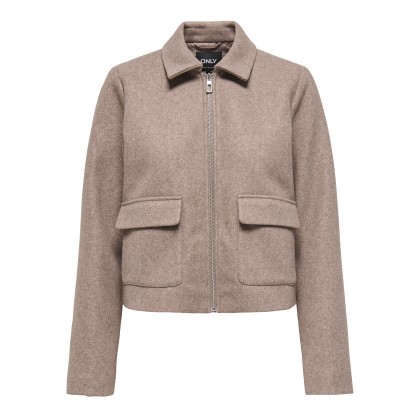 Only  Casaco Vela Zip Short Otw Taupe Gray Melange