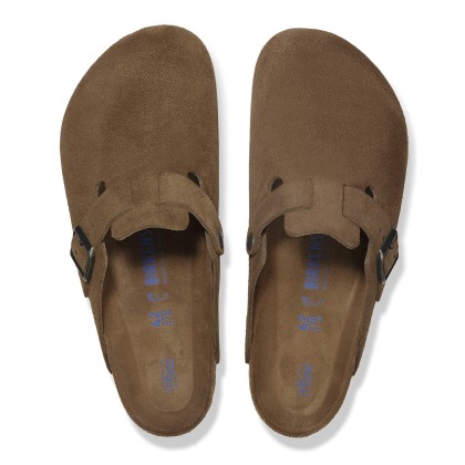 Birkenstock Boston Soft Footbed Suede Leather Dark Tea Tonal Fb