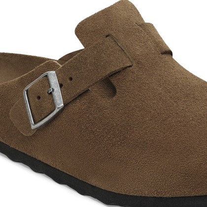 Birkenstock Boston Soft Footbed Suede Leather Dark Tea Tonal Fb