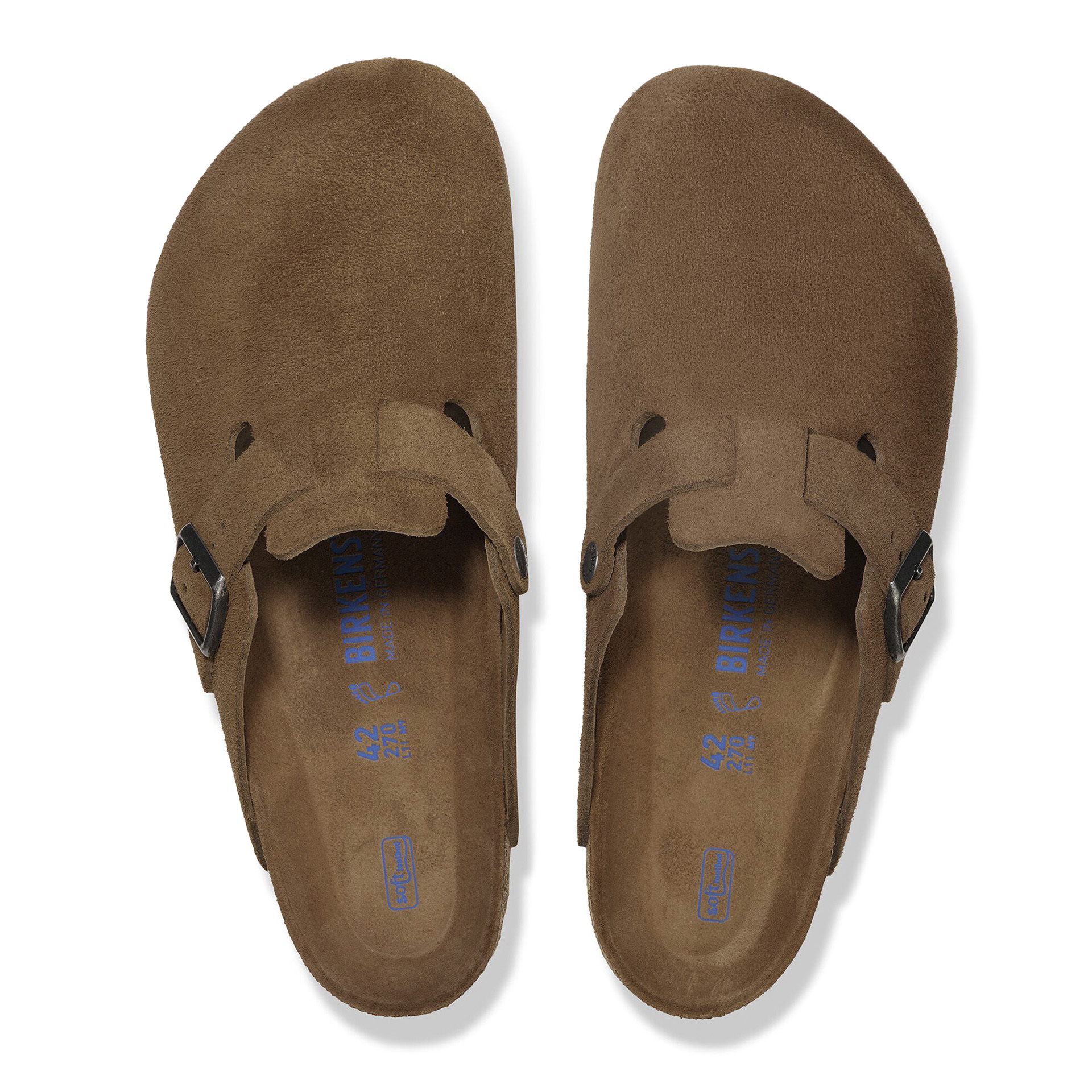 Birkenstock Boston Soft Footbed Suede Narrow Fit Leather Dark Tea Tonal Fb