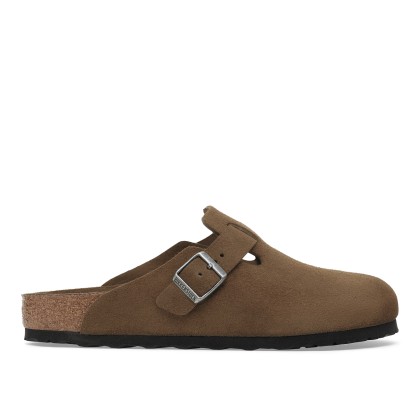 Birkenstock Boston Soft Footbed Suede Narrow Fit Leather Dark Tea Tonal Fb