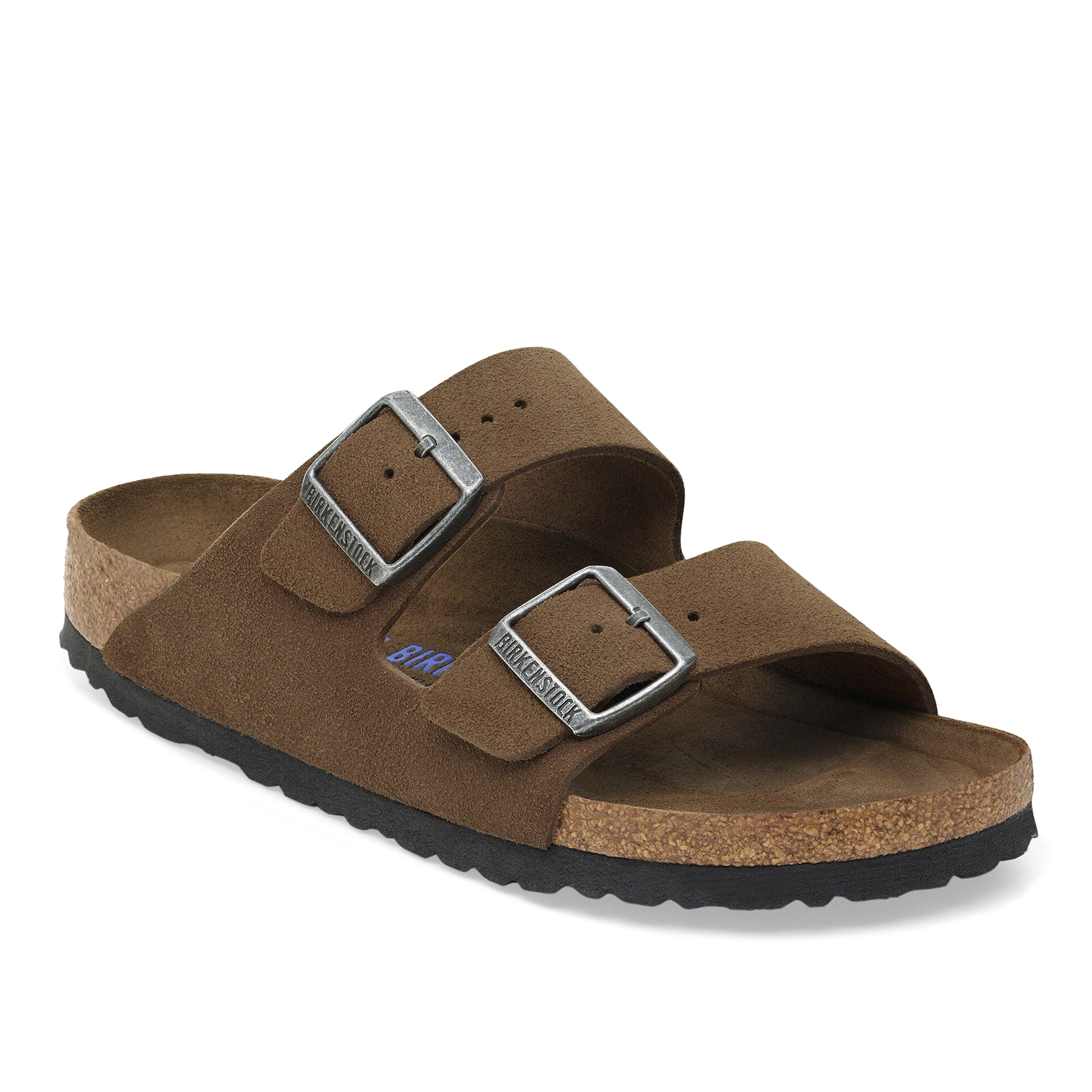 Birkenstock Arizona Soft Footbed Suede Narrow Fit Leather Dark Tea Tonal Fb