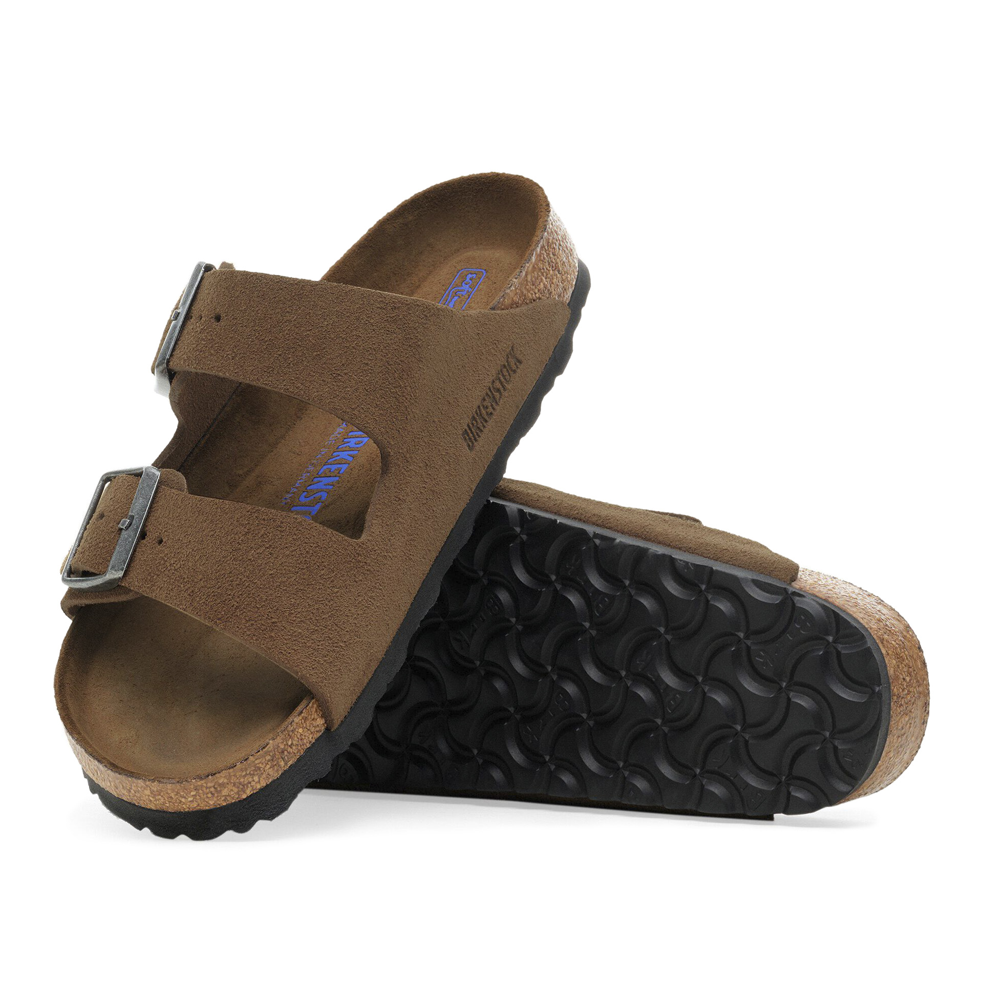 Birkenstock Arizona Soft Footbed Suede Narrow Fit Leather Dark Tea Tonal Fb