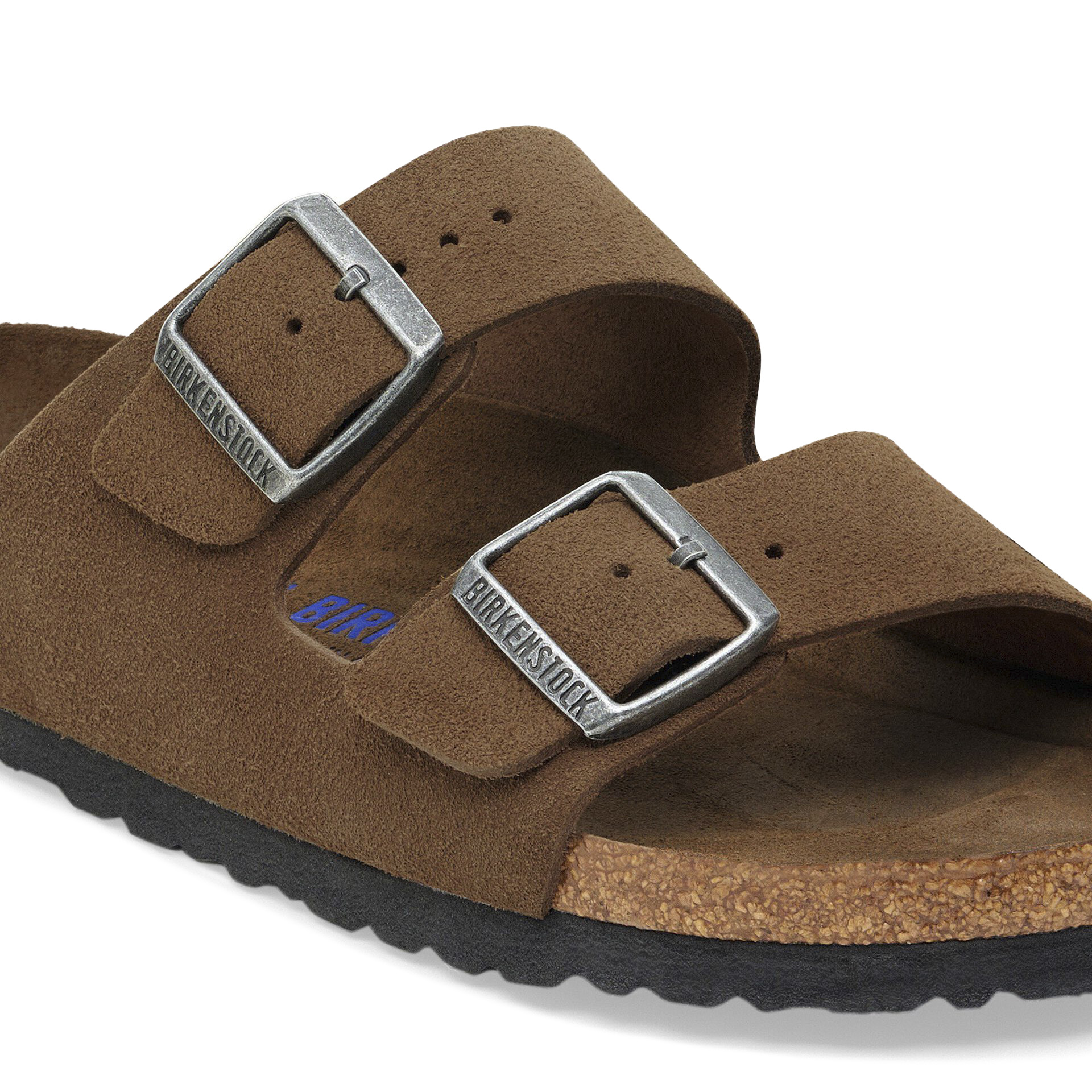 Birkenstock Arizona Soft Footbed Suede Narrow Fit Leather Dark Tea Tonal Fb
