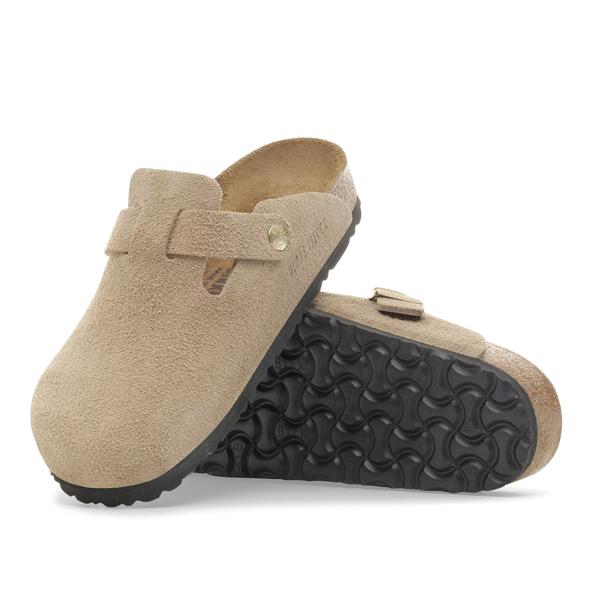 Birkenstock Boston Bs Suede Narrow Fit Leather Sandcastle