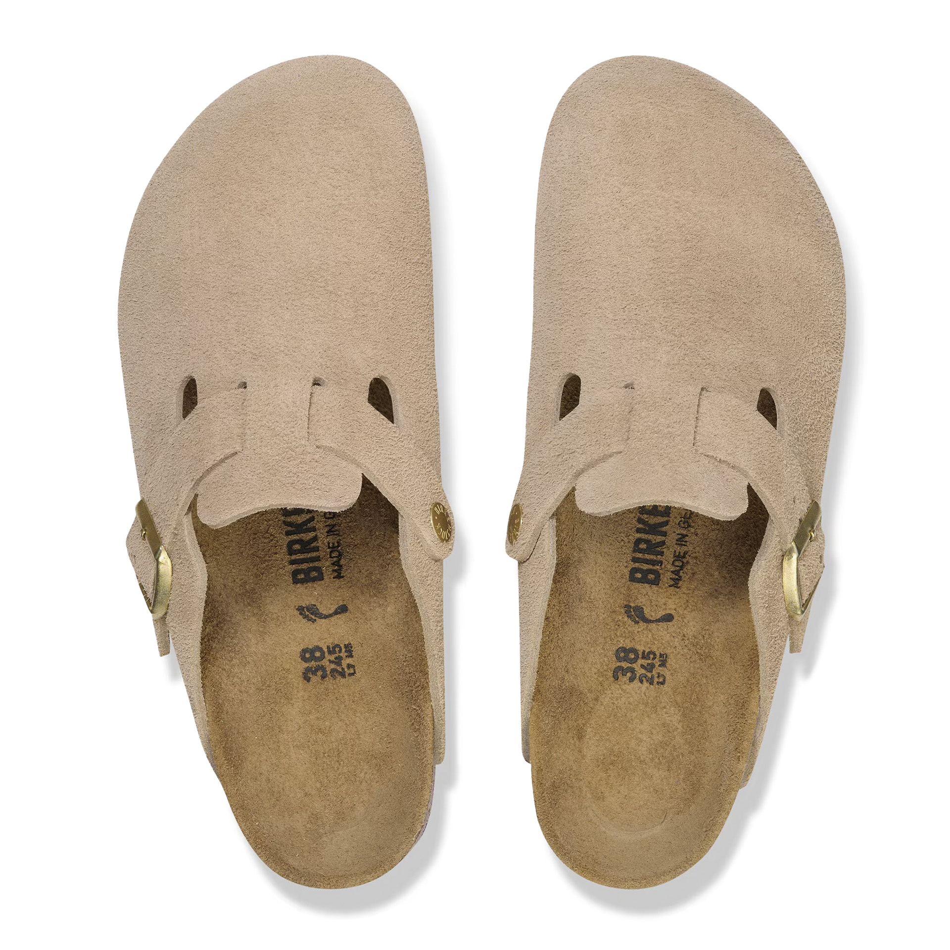 Birkenstock Boston Bs Suede Narrow Fit Leather Sandcastle