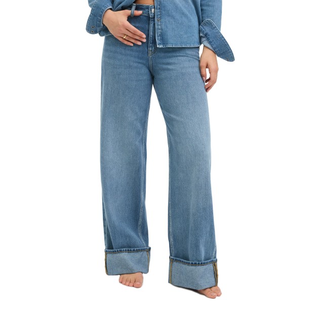 Jjxx Jxtokyo Wide Fold Hw Jeans R254 Dnm Sn Medium Blue Denim