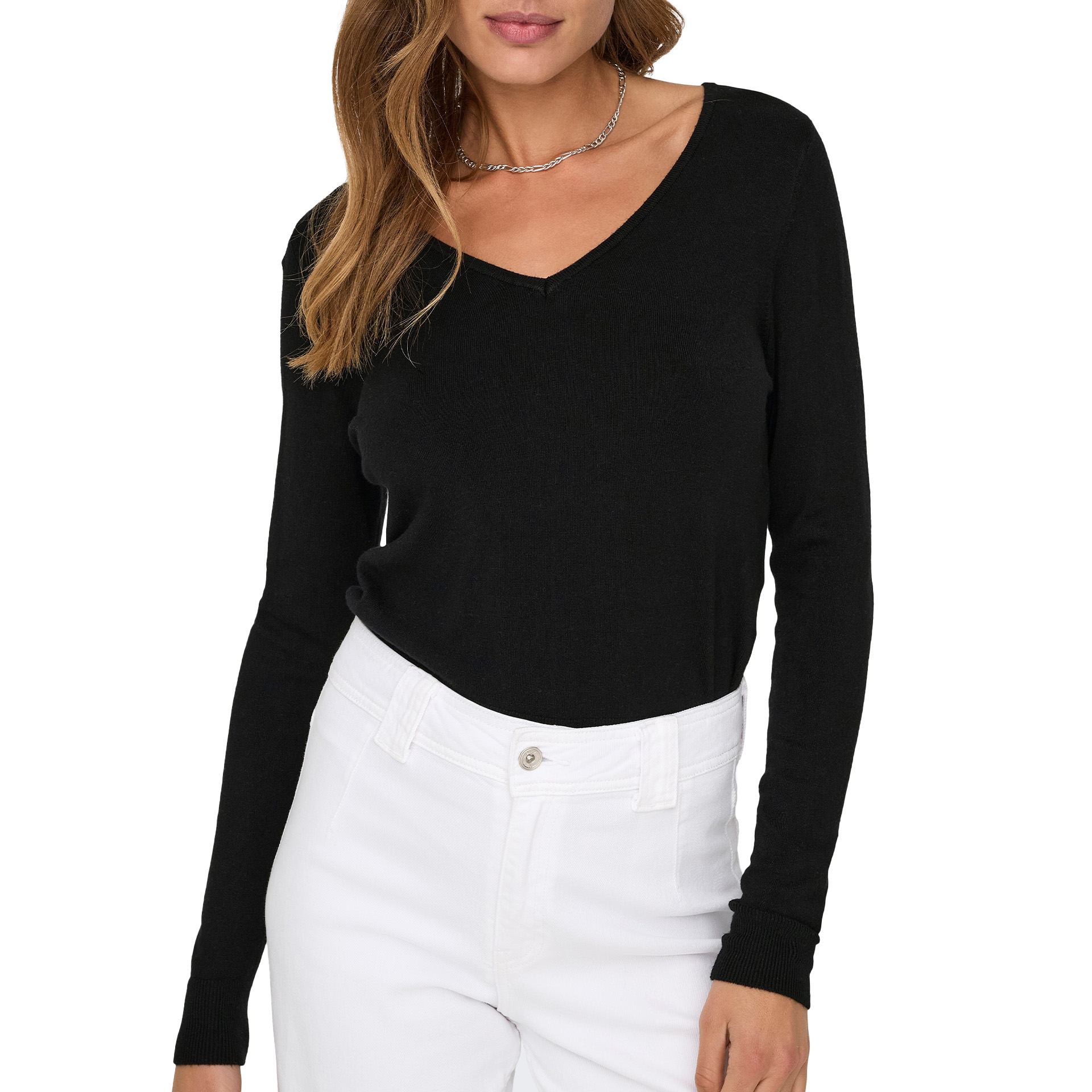 Only Camisola Venice Life Vneck Pullo Knt Black